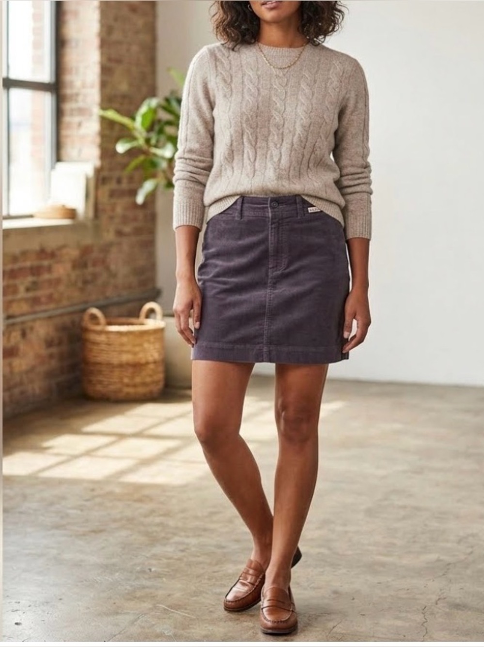 FAHERTY Charcoal Gray Organic Cotton Corduroy Mini Skirt Size 8